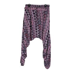 Buddha Pants Size L Womens Pink & Multicolor Harem Pants With Drawstring Waist